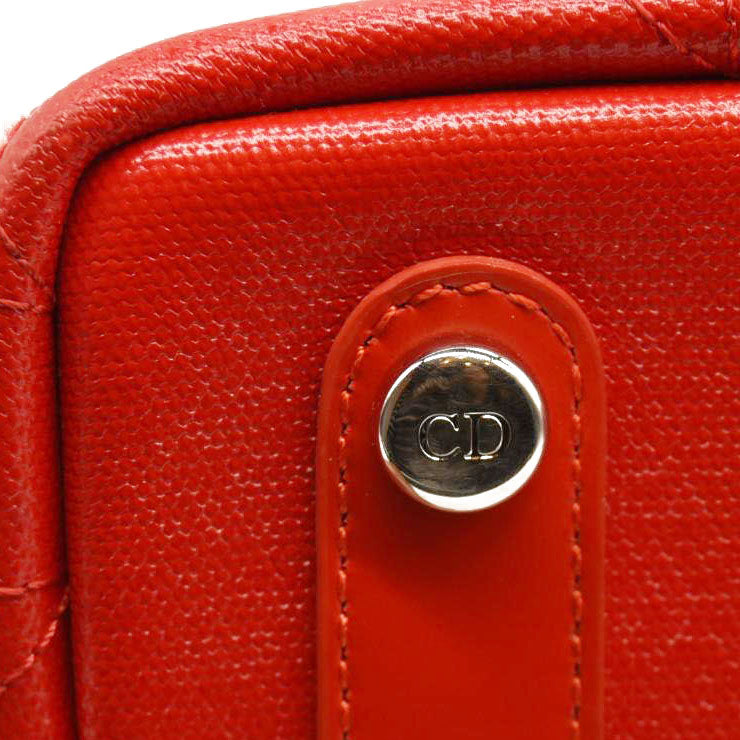 Christian Dior  Coated Canvas Cannage Panarea Shopping Tote Red