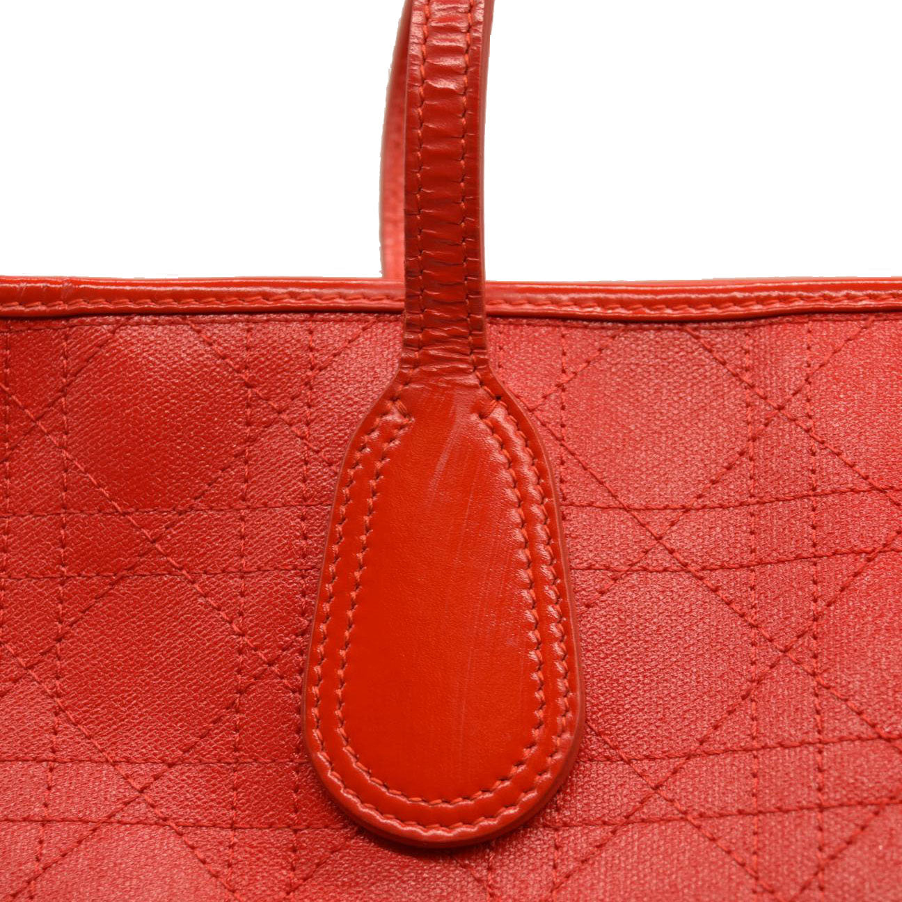 Christian Dior  Coated Canvas Cannage Panarea Shopping Tote Red