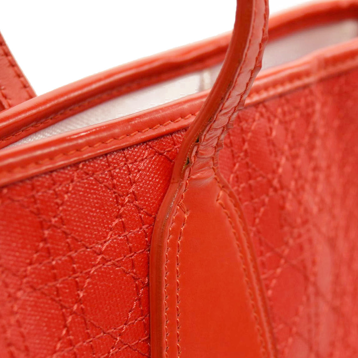 Christian Dior  Coated Canvas Cannage Panarea Shopping Tote Red