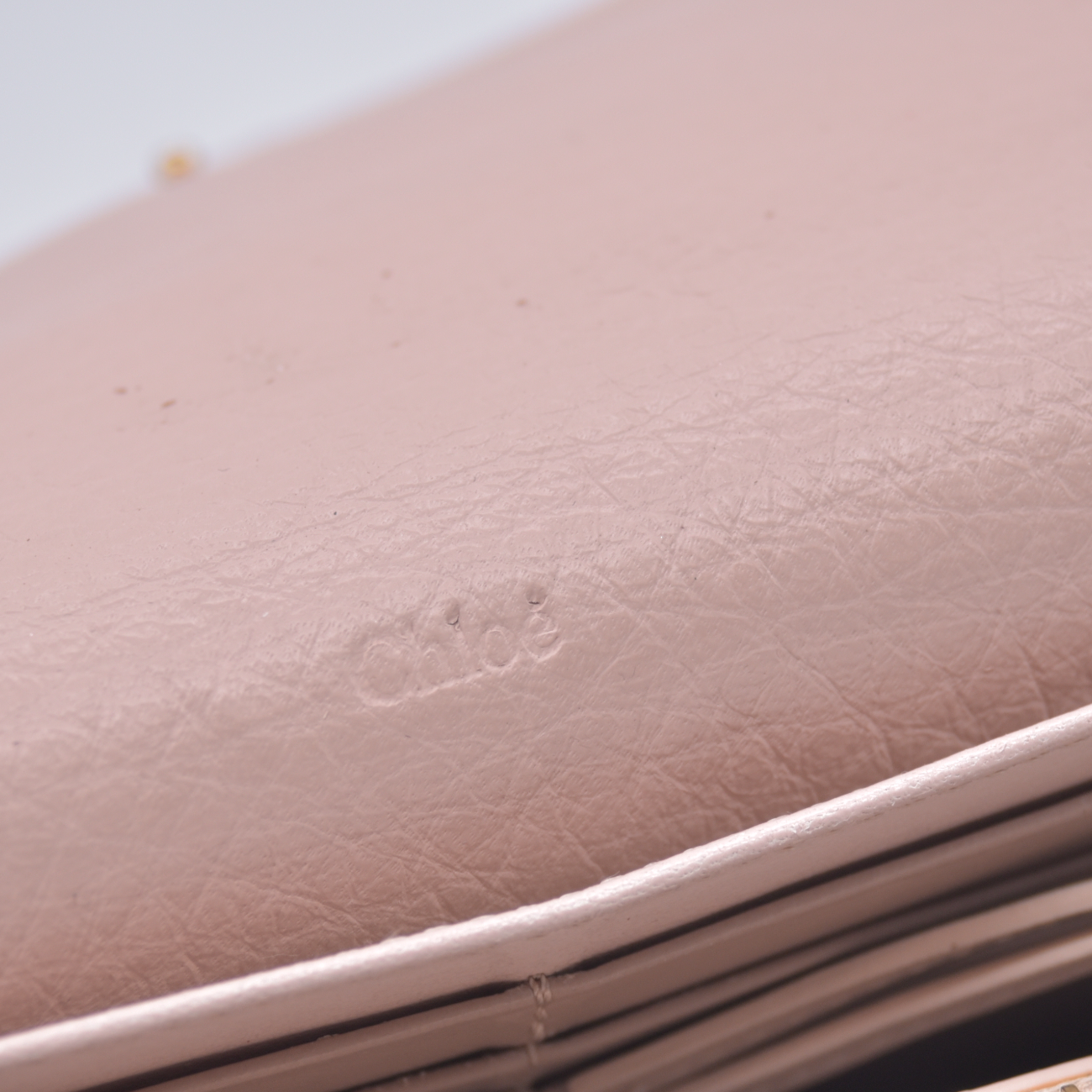 $690 Chloe Alphabet Wallet with Flap in Grained Leather Pink
