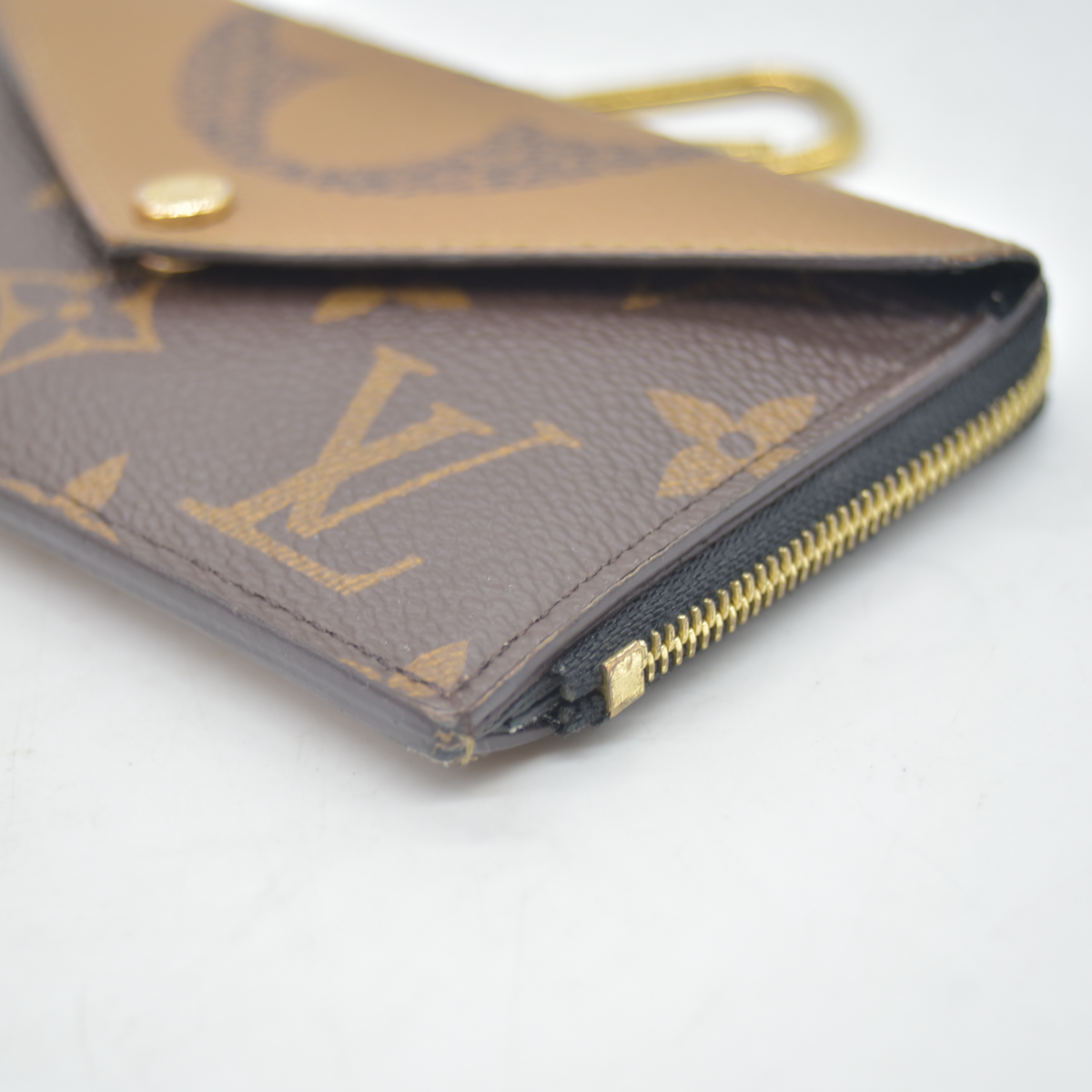 $700 RFID Louis Vuitton Reverse Monogram Recto Verso Card Holder Brown