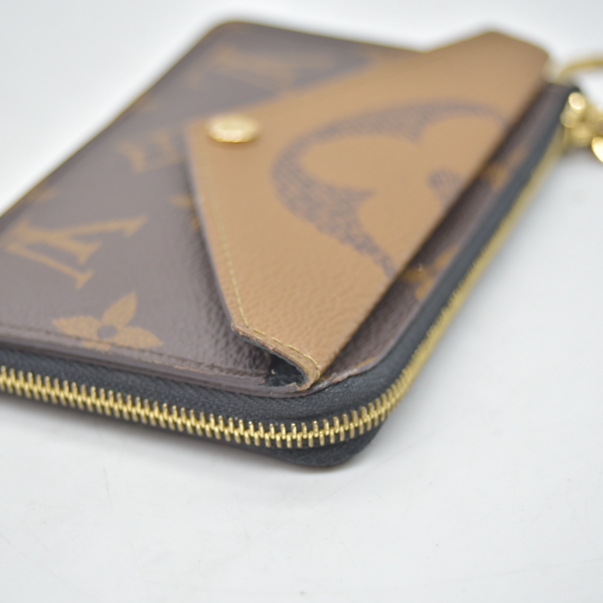 $700 RFID Louis Vuitton Reverse Monogram Recto Verso Card Holder Brown