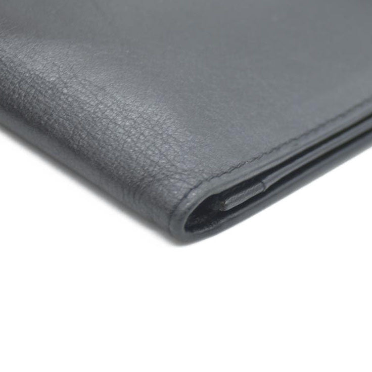 BVLGARI Logo Leather Bifold Long Wallet Black