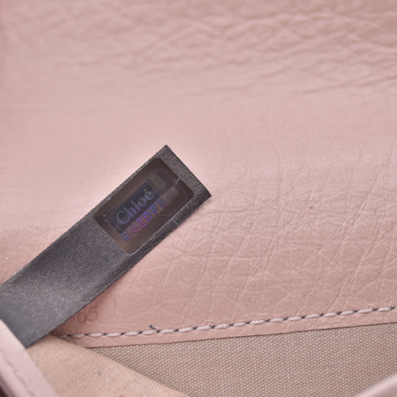 $690 Chloe Alphabet Wallet with Flap in Grained Leather Pink