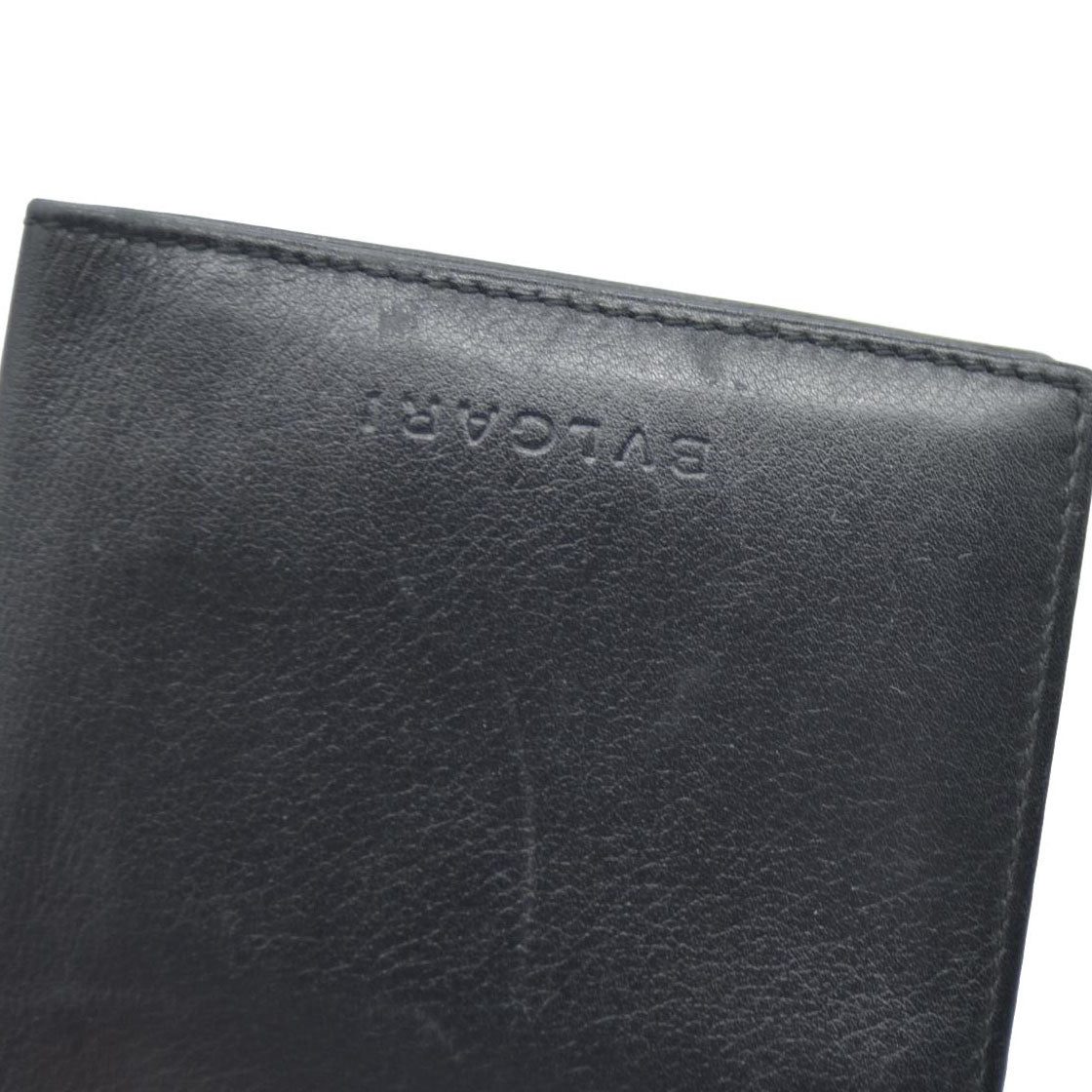 BVLGARI Logo Leather Bifold Long Wallet Black
