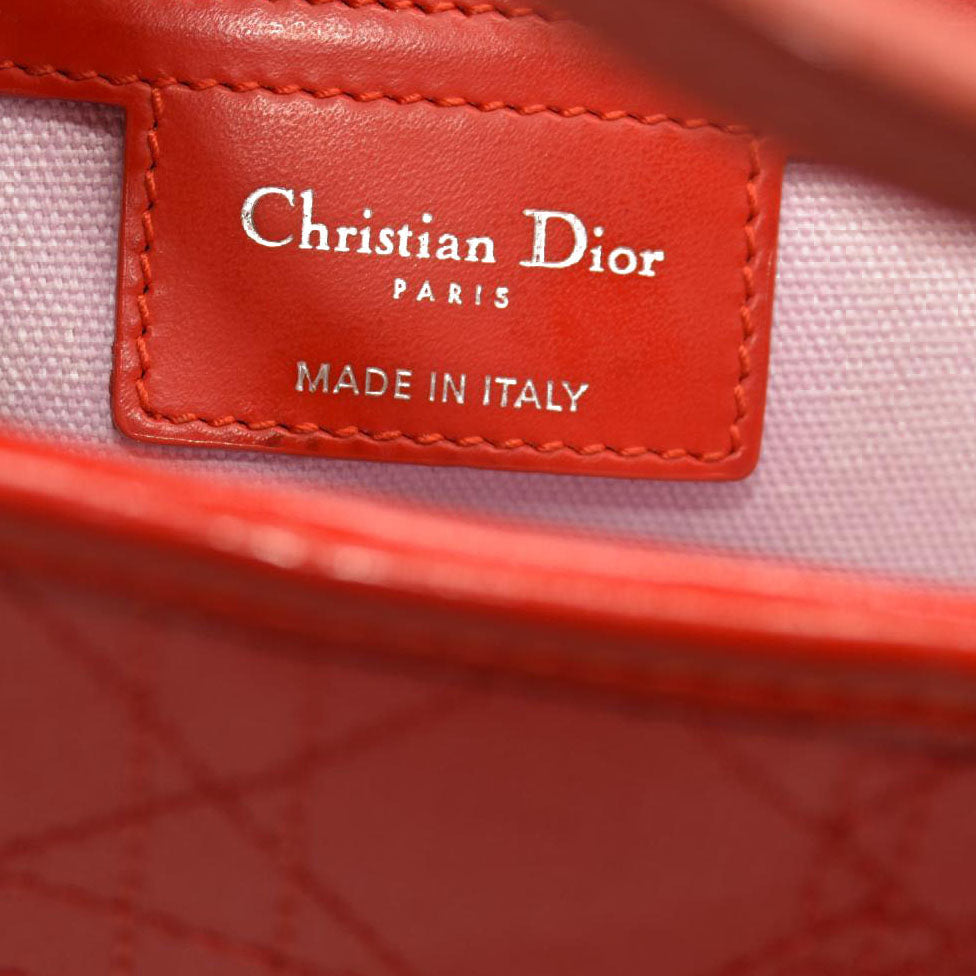 Christian Dior  Coated Canvas Cannage Panarea Shopping Tote Red