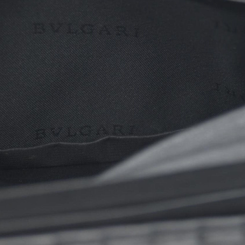 BVLGARI Logo Leather Bifold Long Wallet Black