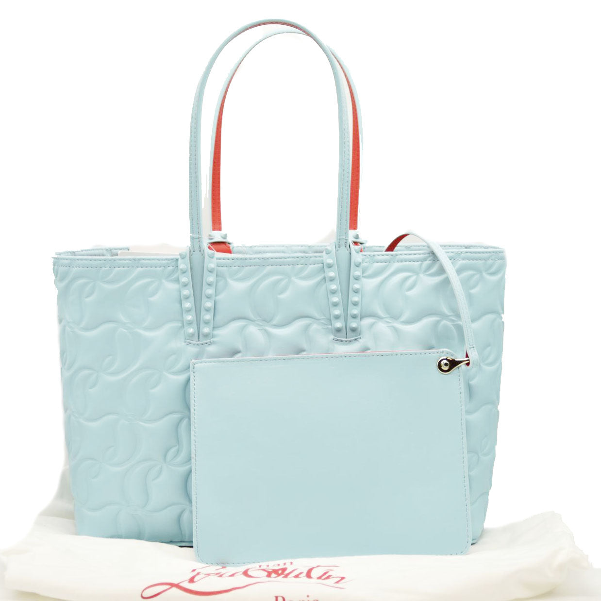CHRISTIAN LOUBOUTIN  Nappa Embossed East West Cabata Tote Mineral