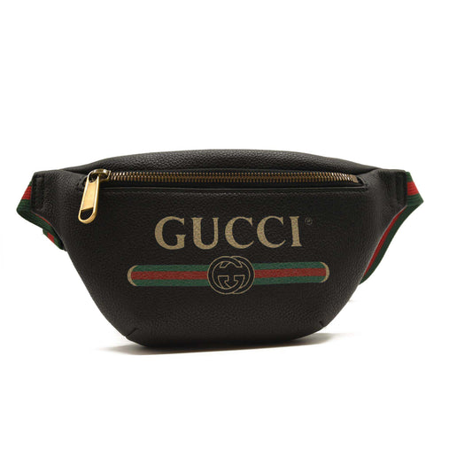 Gucci Grained Calfskin Small Logo Belt Bag Black