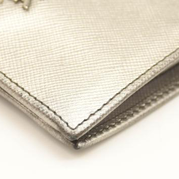 Prada Saffiano Metal Bi-Fold Wallet Metallic Silver