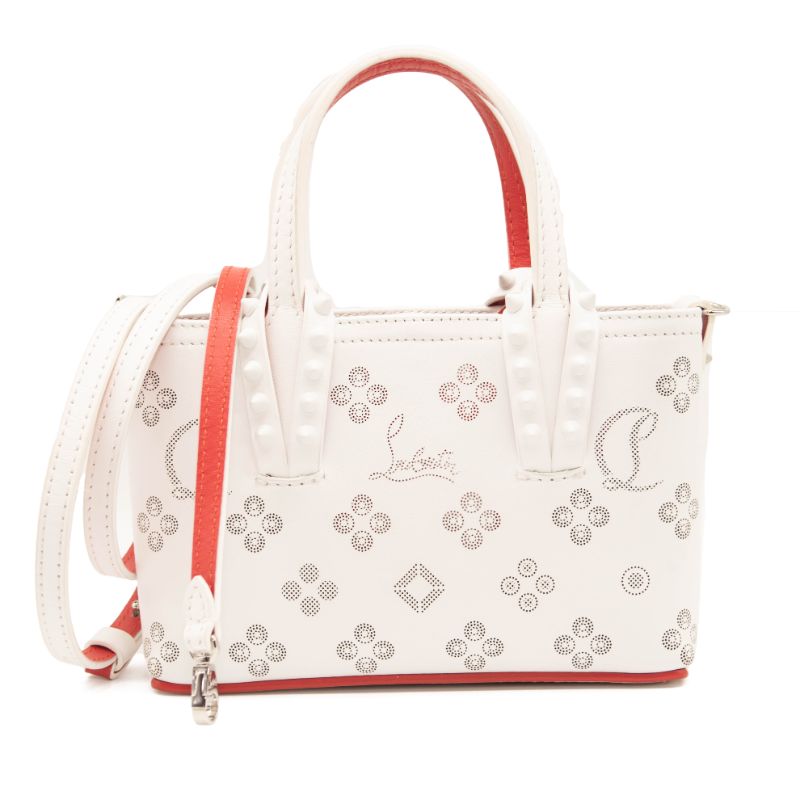 NEW Christian Louboutin Cabata Nano Loubinthesky Leather Tote White