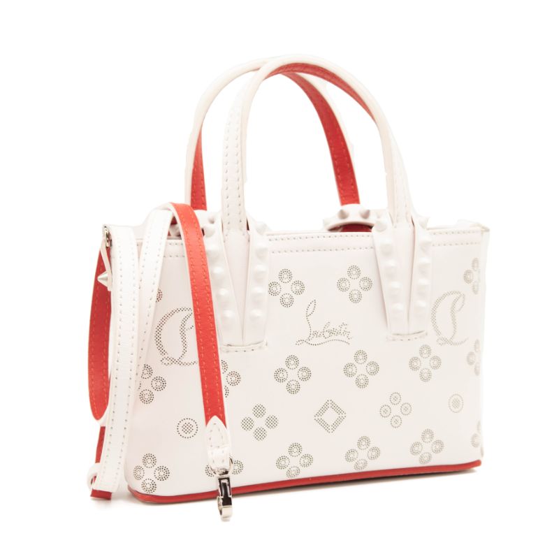 NEW Christian Louboutin Cabata Nano Loubinthesky Leather Tote White