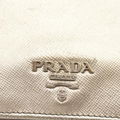 Prada Saffiano Metal Bi-Fold Wallet Metallic Silver