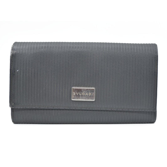 BVLGARI Millerige Leather Long Bifold Wallet Black