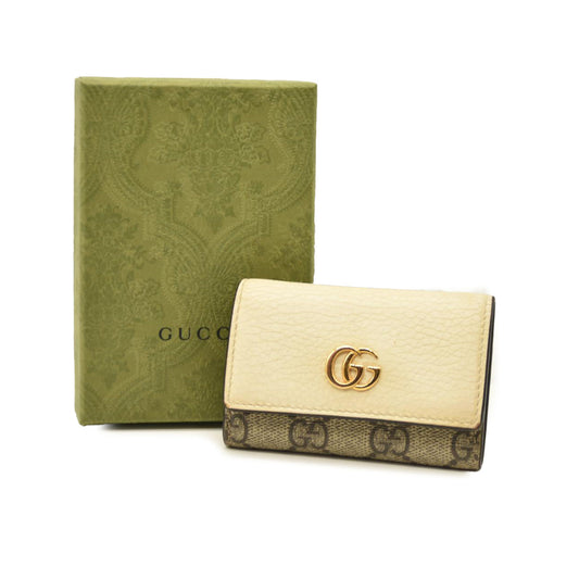 Gucci Key Case GG Marmont Supreme PVC Leather White