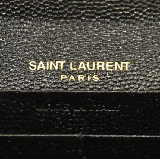 Saint Laurent Chain Wallet  Matelasse Chevron Medium Monogram Chain Wallet Black