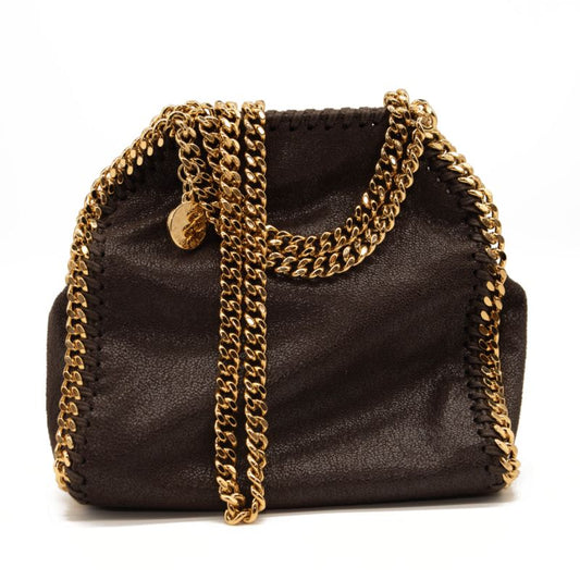 Stella McCartney Tiny Falabella Faux Leather Tote Chocolate Brown Gold