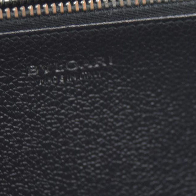 BVLGARI Millerige Leather Long Bifold Wallet Black