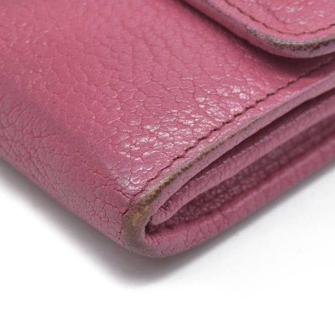 MIU MIU Ribbon Studs Leather Long Bifold Wallet Pink