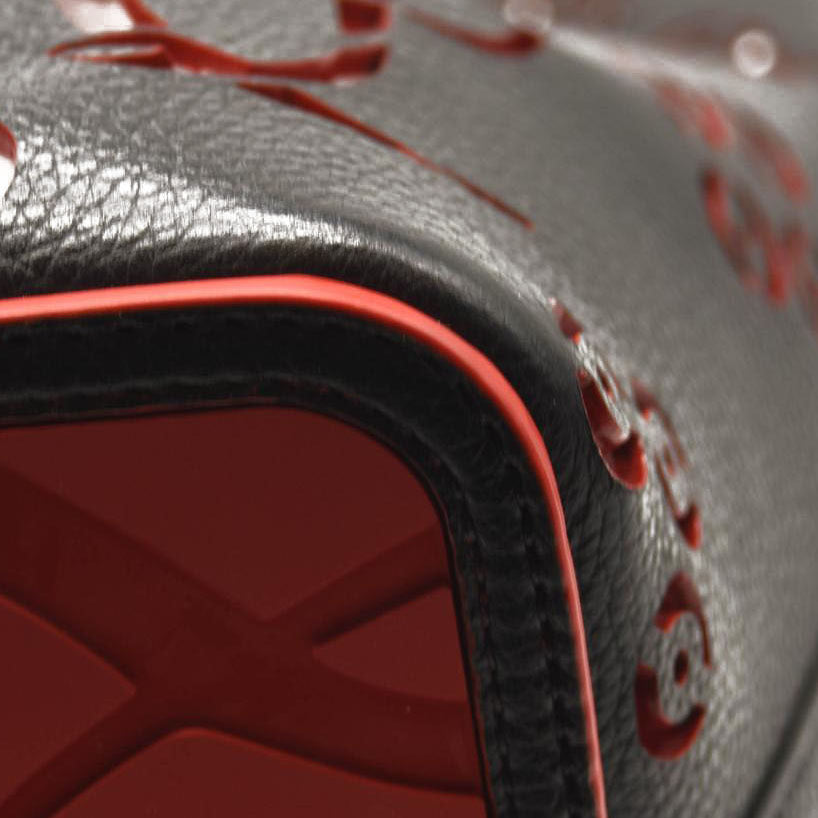 CHRISTIAN LOUBOUTIN Calfskin Loubinthesky Large Perforated Cabarock Spikes Tote Black