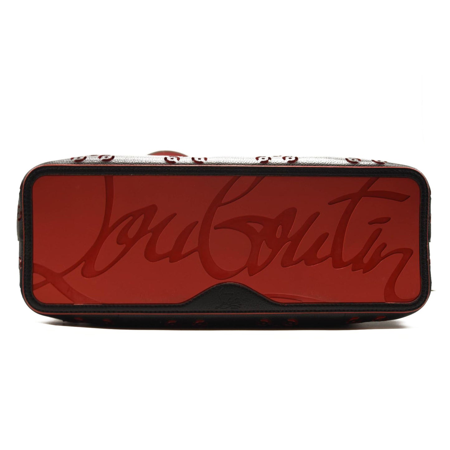 CHRISTIAN LOUBOUTIN Calfskin Loubinthesky Large Perforated Cabarock Spikes Tote Black