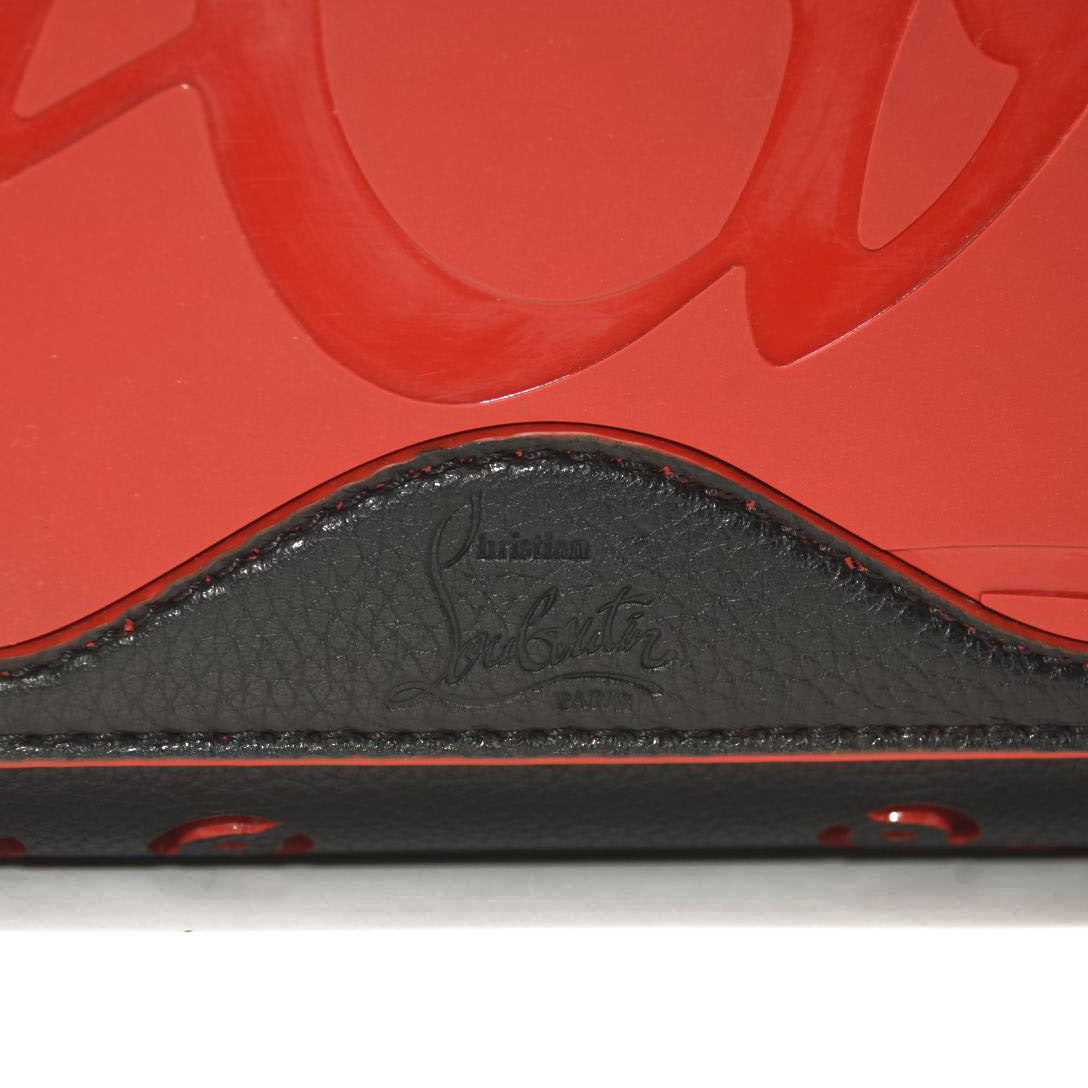 CHRISTIAN LOUBOUTIN Calfskin Loubinthesky Large Perforated Cabarock Spikes Tote Black