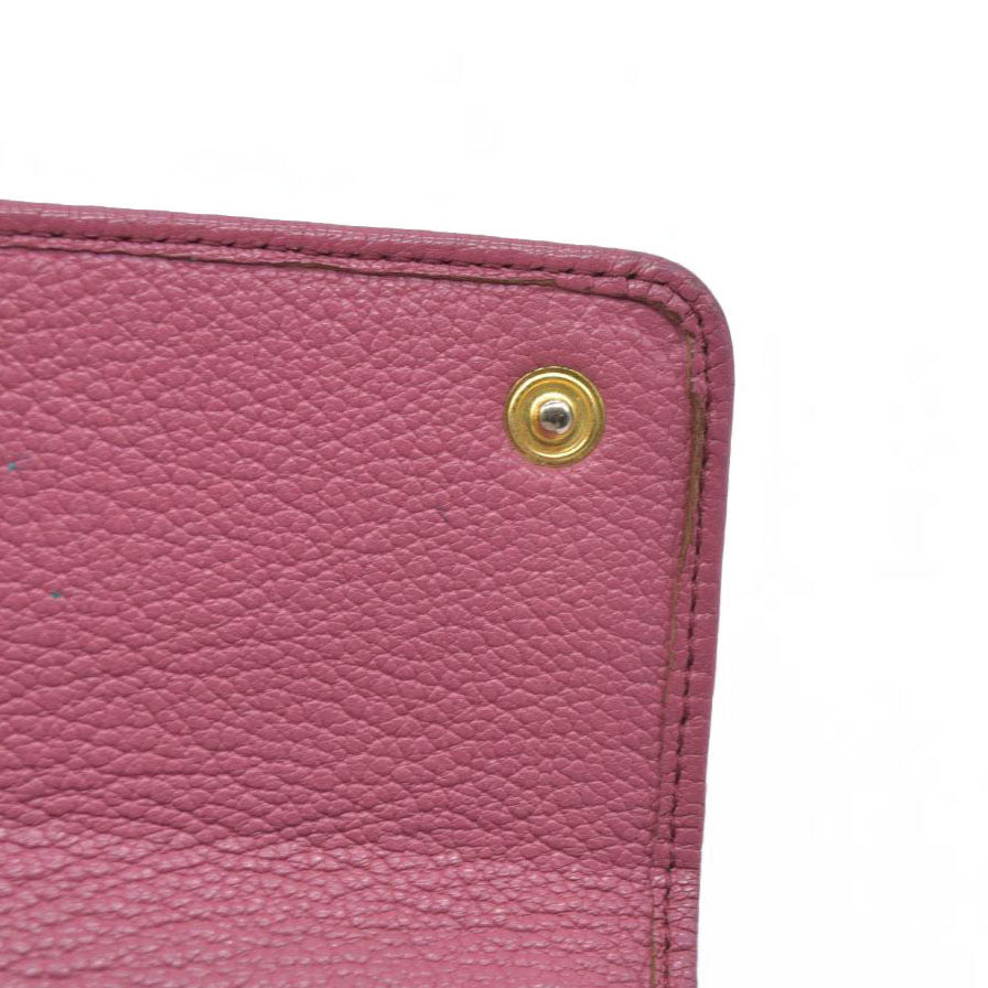 MIU MIU Ribbon Studs Leather Long Bifold Wallet Pink