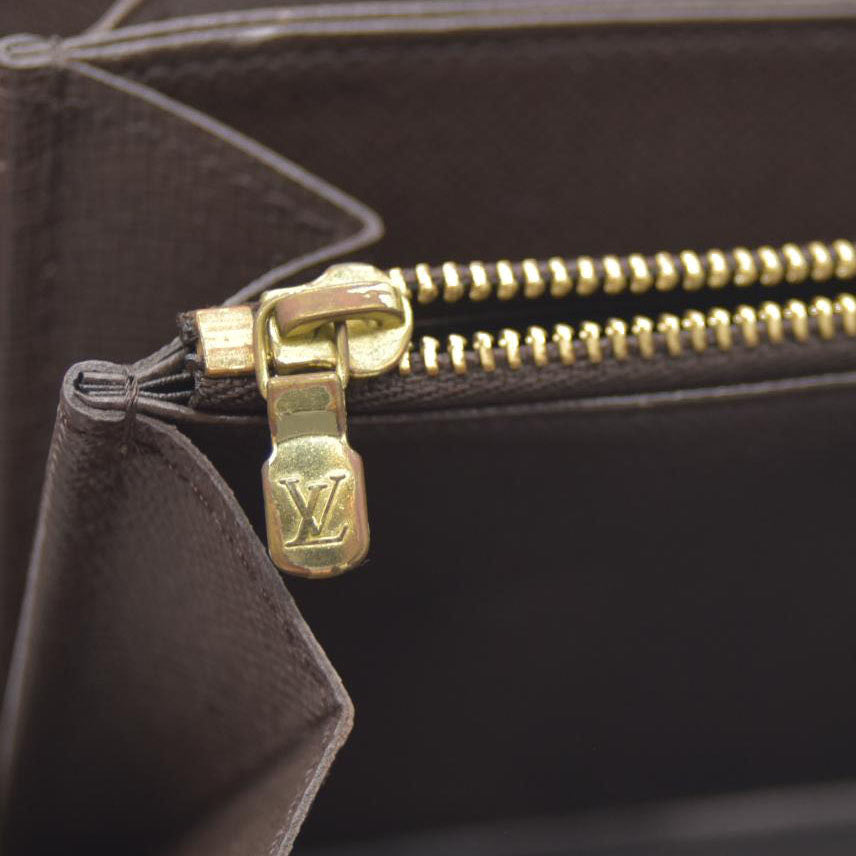 Louis Vuitton Damier Zippy Zip Around Long Wallet Purse Brown CA4150