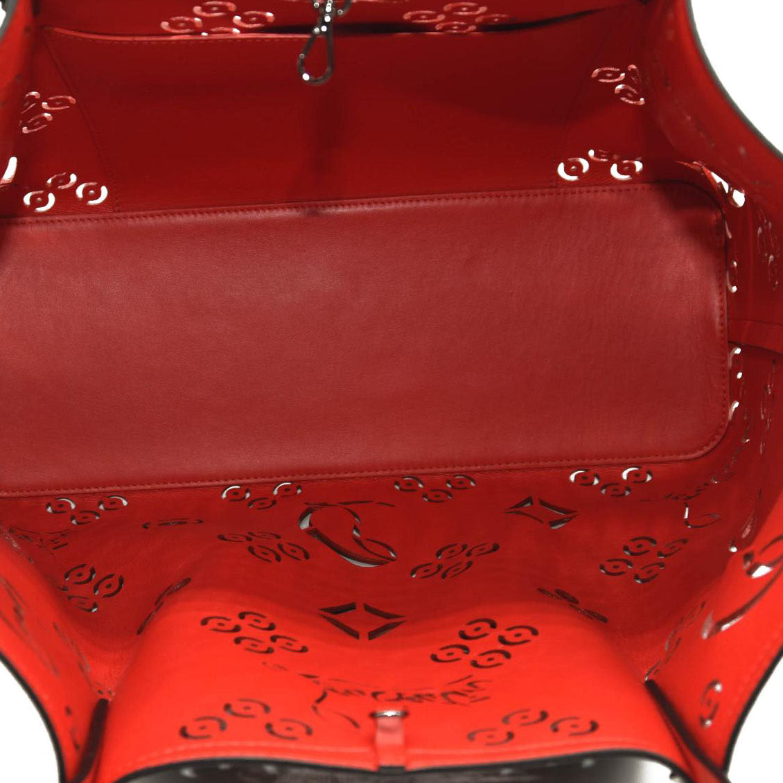 CHRISTIAN LOUBOUTIN Calfskin Loubinthesky Large Perforated Cabarock Spikes Tote Black