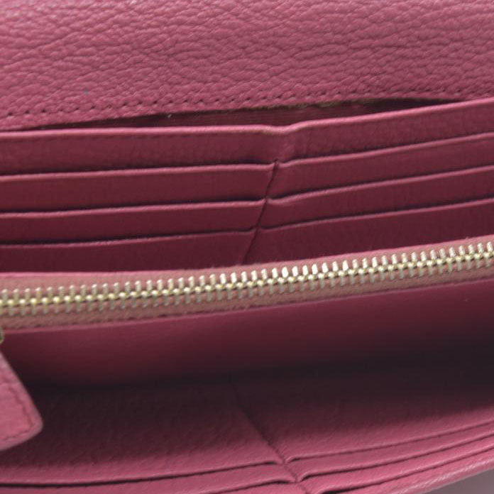 MIU MIU Ribbon Studs Leather Long Bifold Wallet Pink