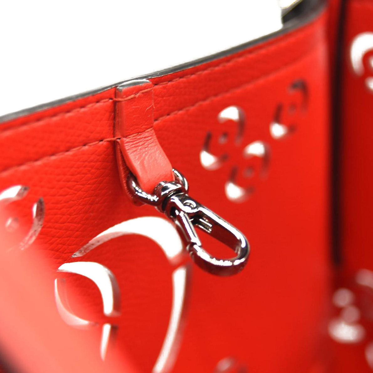 CHRISTIAN LOUBOUTIN Calfskin Loubinthesky Large Perforated Cabarock Spikes Tote Black