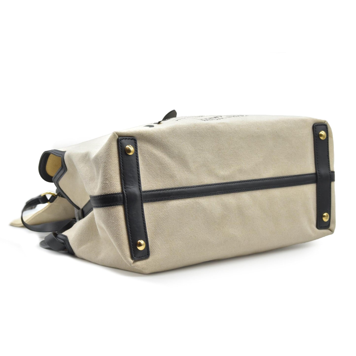 $2490 Burberry Cotton Soft Canvas Calfskin Medium Belt Tote Natural Black