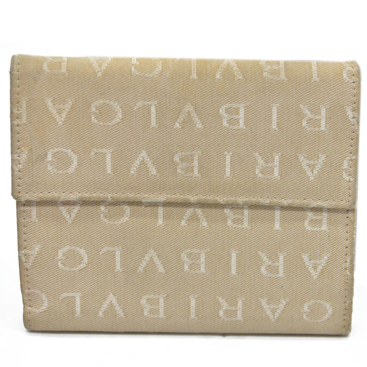 BVLGARI Logo Mania Canvas Bifold Wallet Beige