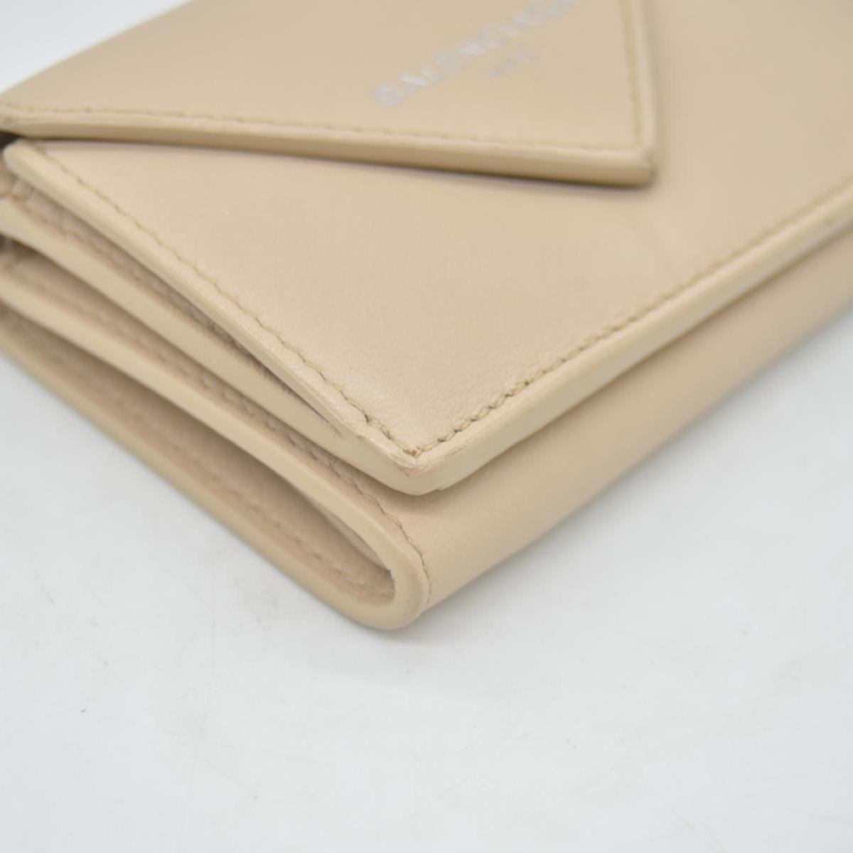 $450 BALENCIAGA Envelope Trifold Compact Wallet Beige CONSIGNMENT