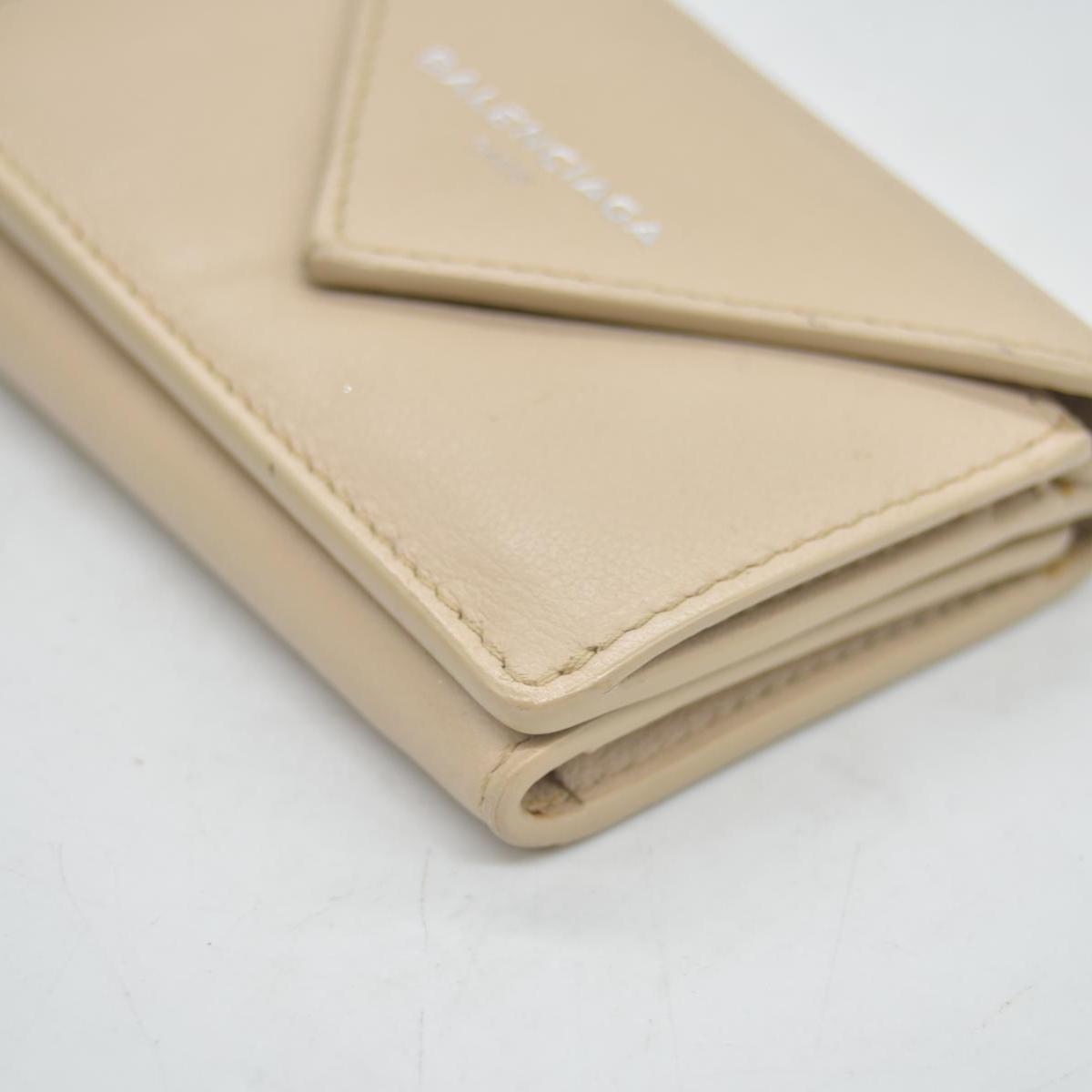 $450 BALENCIAGA Envelope Trifold Compact Wallet Beige CONSIGNMENT