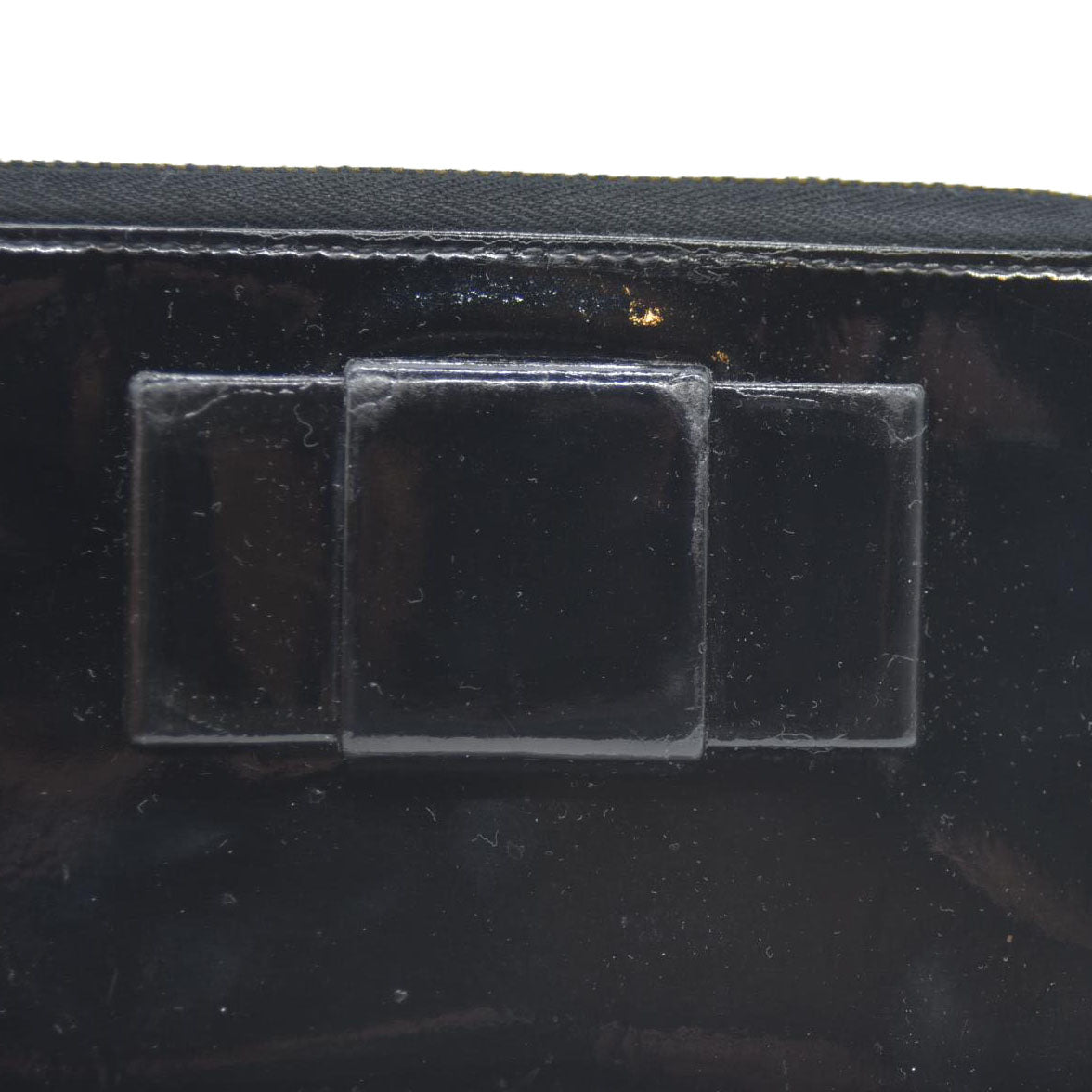 MIU MIU Logo Ribbon Patent Leather Zip Around Long Wallet Black