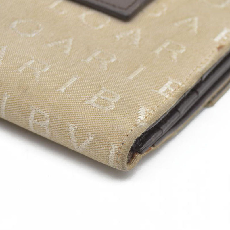 BVLGARI Logo Mania Canvas Bifold Wallet Beige
