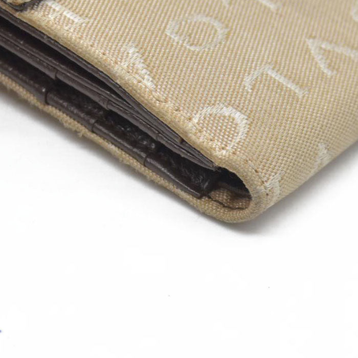 BVLGARI Logo Mania Canvas Bifold Wallet Beige