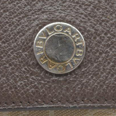 BVLGARI Logo Mania Canvas Bifold Wallet Beige