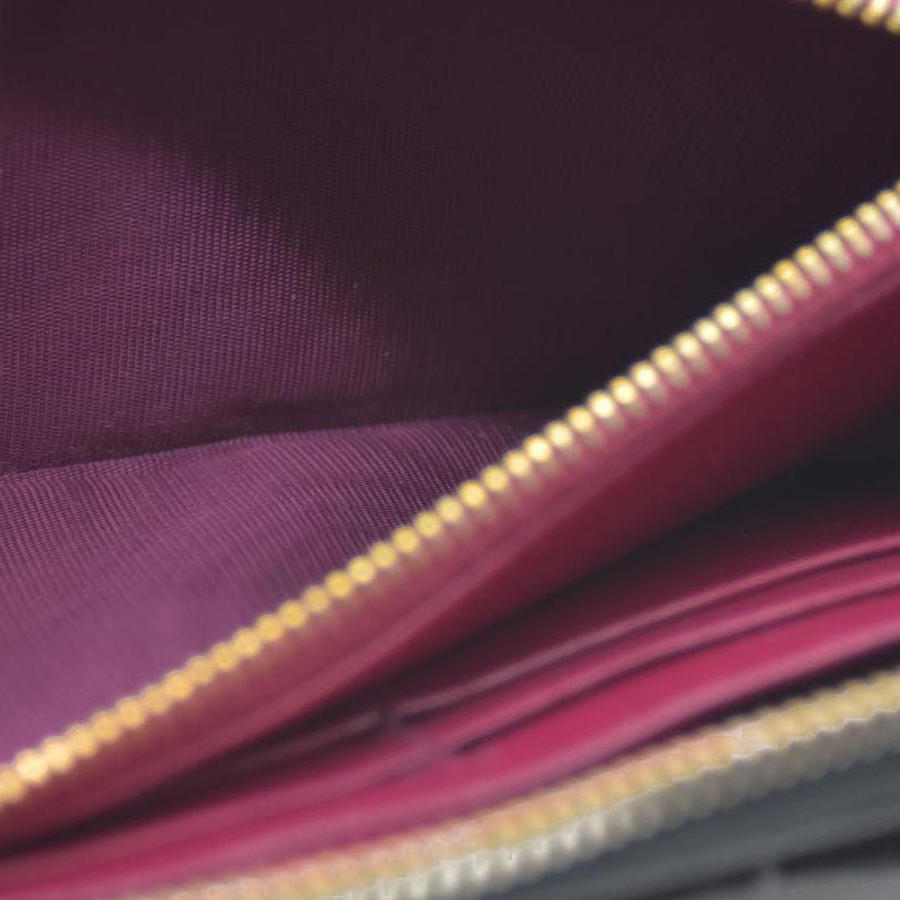 MIU MIU Logo Ribbon Patent Leather Zip Around Long Wallet Black