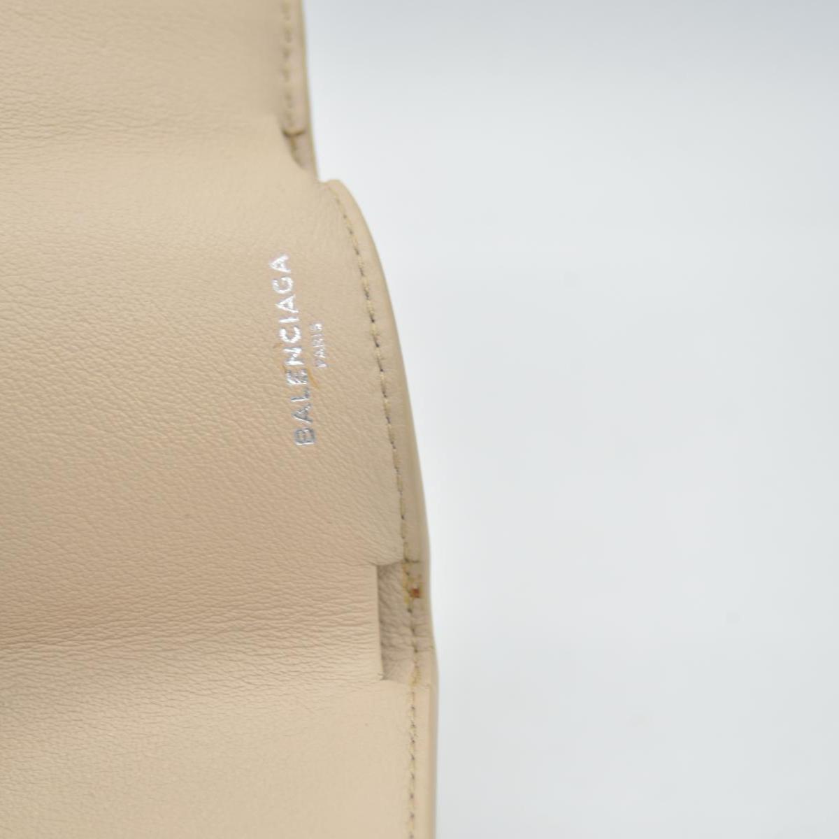 $450 BALENCIAGA Envelope Trifold Compact Wallet Beige CONSIGNMENT