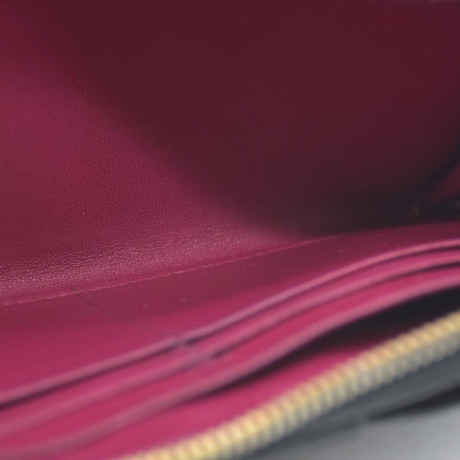 MIU MIU Logo Ribbon Patent Leather Zip Around Long Wallet Black