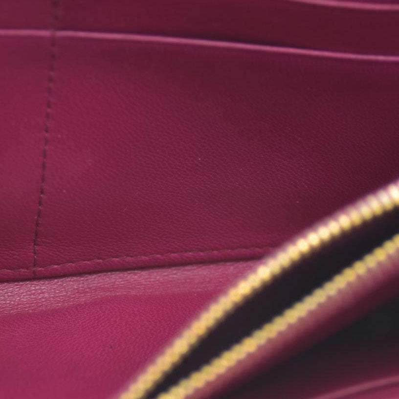 MIU MIU Logo Ribbon Patent Leather Zip Around Long Wallet Black