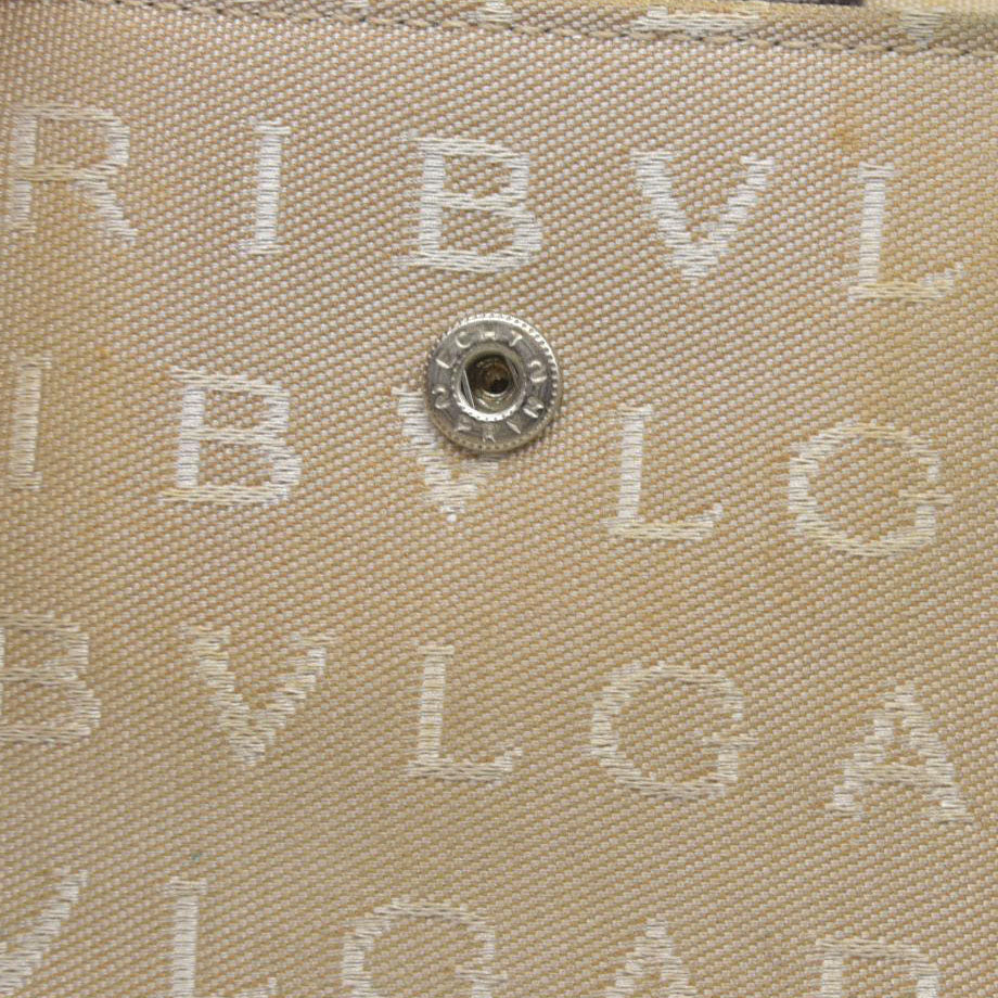 BVLGARI Logo Mania Canvas Bifold Wallet Beige