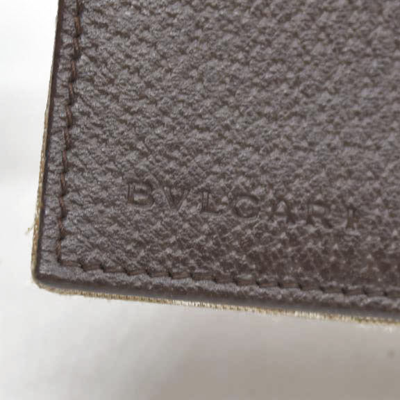 BVLGARI Logo Mania Canvas Bifold Wallet Beige