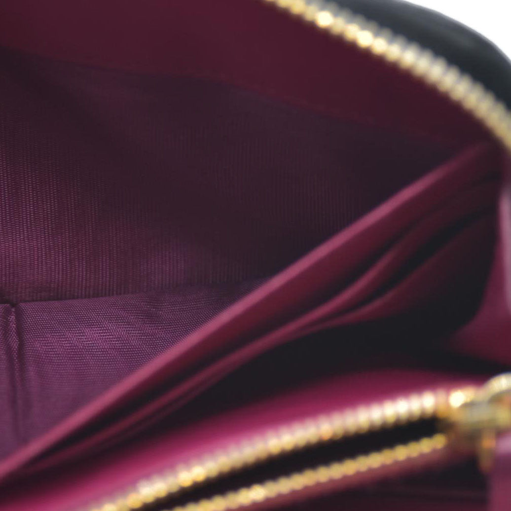 MIU MIU Logo Ribbon Patent Leather Zip Around Long Wallet Black