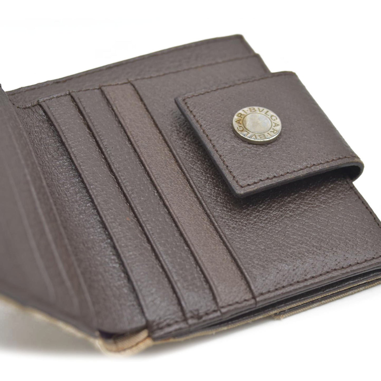 BVLGARI Logo Mania Canvas Bifold Wallet Beige