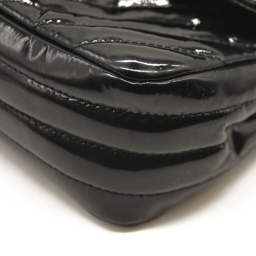 Chanel Patent Chevron Quilted Medium Single Flap Black