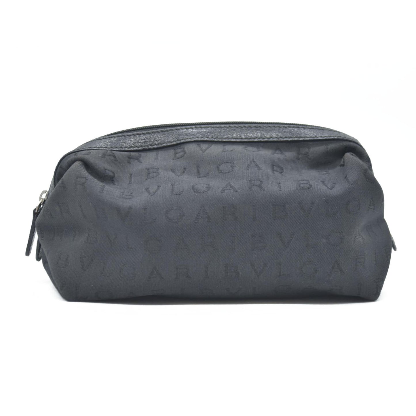 BVLGARI Logo Mania Canvas Cosmetic Pouch Bag Black