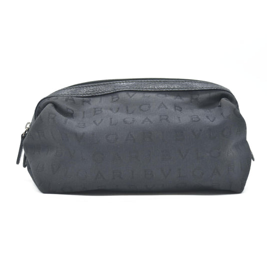 BVLGARI Logo Mania Canvas Cosmetic Pouch Bag Black
